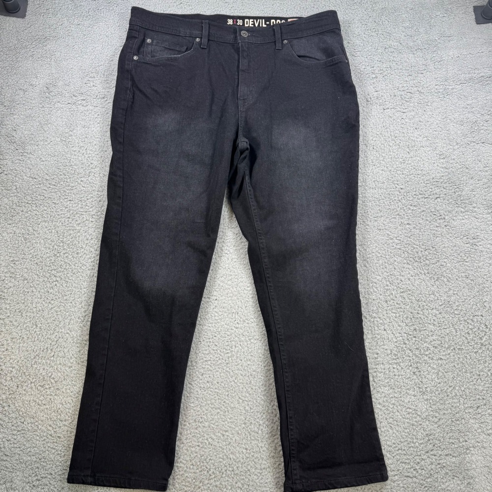DEVIL DOG‎ Mens 38x29 Athletic Fit Black Denim Jeans Pants
